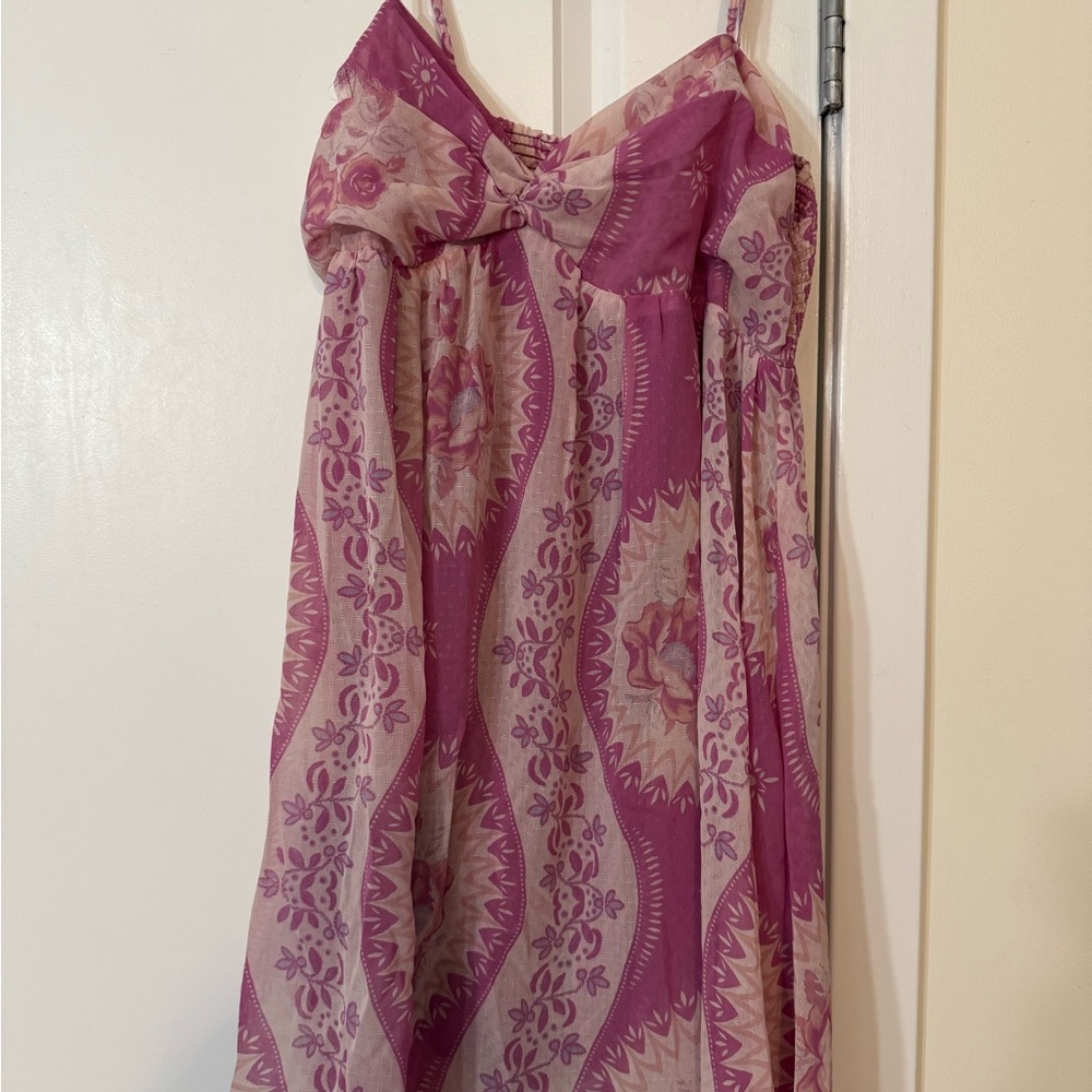 Free People Pink and Cream Mini Dress